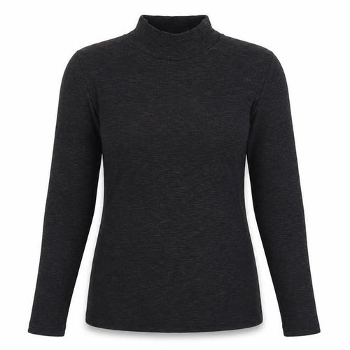 FatFace Women Black UK 10 Basic Rib Knit Roll Neck Long Sleeve Top