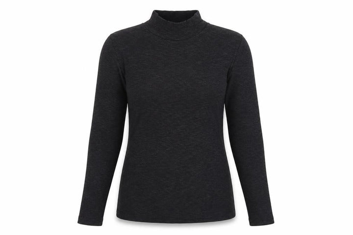 FatFace Women Black UK 10 Basic Rib Knit Roll Neck Long Sleeve Top