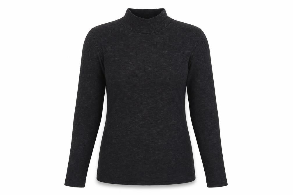 FatFace Women Black UK 10 Basic Rib Knit Roll Neck Long Sleeve Top