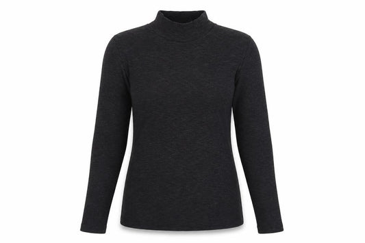 FatFace Women Black UK 10 Basic Rib Knit Roll Neck Long Sleeve Top