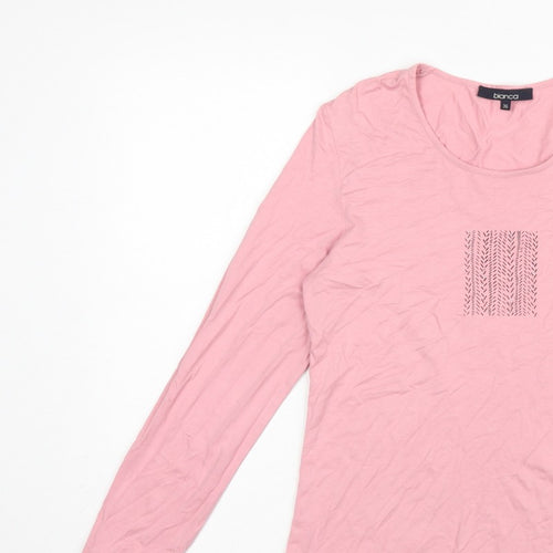 Bianca Women Pink UK 8 Basic Scoop Neck Stretch Jersey Long Sleeve Top