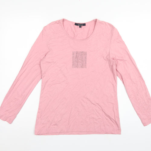 Bianca Women Pink UK 8 Basic Scoop Neck Stretch Jersey Long Sleeve Top