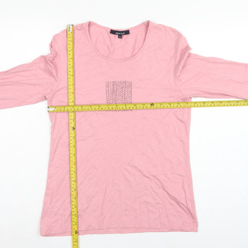 Bianca Women Pink UK 8 Basic Scoop Neck Stretch Jersey Long Sleeve Top