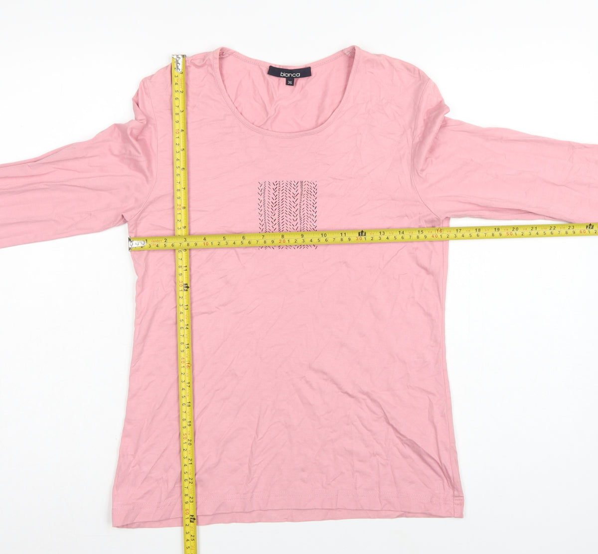 Bianca Women Pink UK 8 Basic Scoop Neck Stretch Jersey Long Sleeve Top