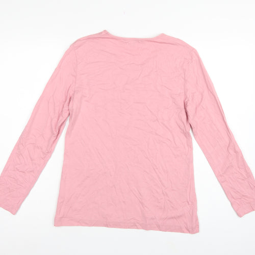 Bianca Women Pink UK 8 Basic Scoop Neck Stretch Jersey Long Sleeve Top