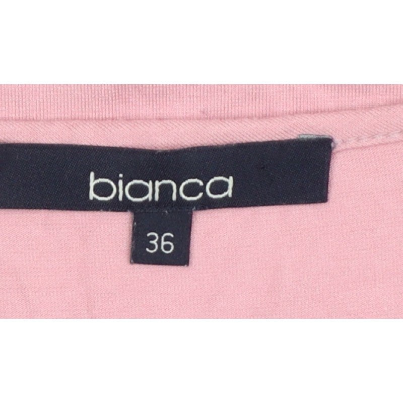 Bianca Women Pink UK 8 Basic Scoop Neck Stretch Jersey Long Sleeve Top