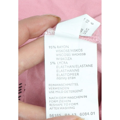 Bianca Women Pink UK 8 Basic Scoop Neck Stretch Jersey Long Sleeve Top