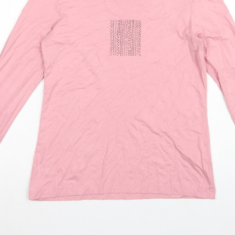 Bianca Women Pink UK 8 Basic Scoop Neck Stretch Jersey Long Sleeve Top