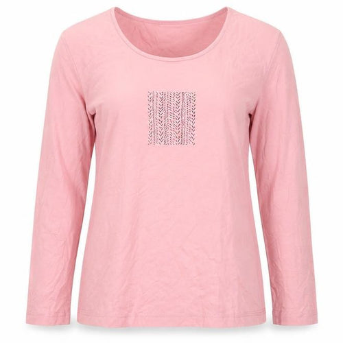 Bianca Women Pink UK 8 Basic Scoop Neck Stretch Jersey Long Sleeve Top