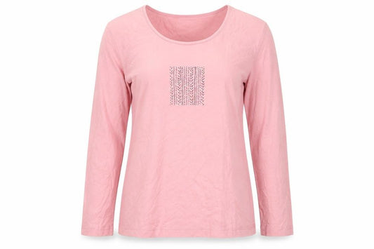 Bianca Women Pink UK 8 Basic Scoop Neck Stretch Jersey Long Sleeve Top