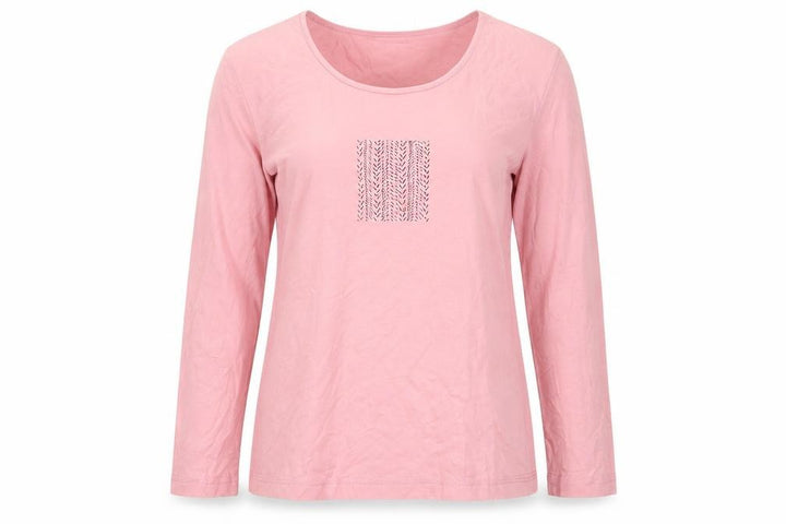 Bianca Women Pink UK 8 Basic Scoop Neck Stretch Jersey Long Sleeve Top