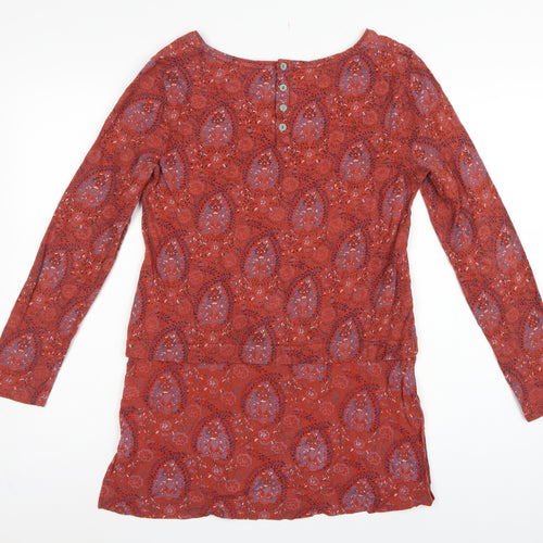 White Stuff Women’s Red Floral Tunic Blouse UK 10 Long Sleeve