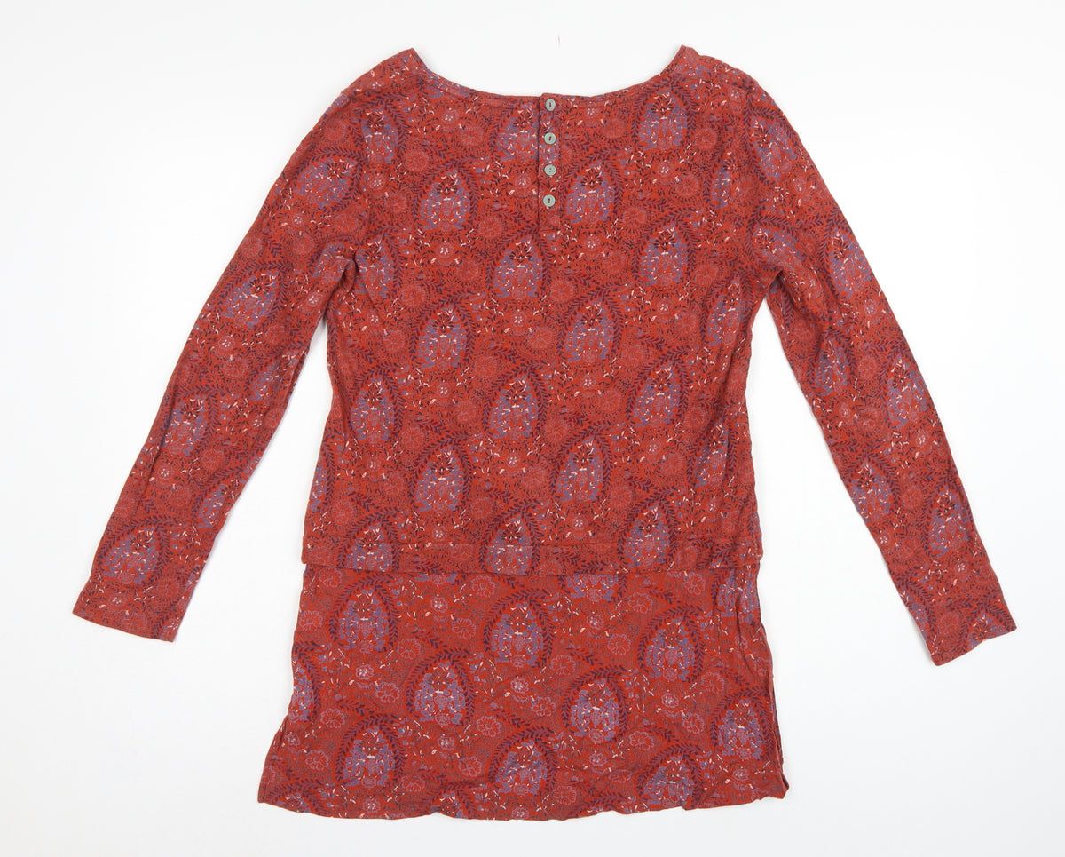 White Stuff Women’s Red Floral Tunic Blouse UK 10 Long Sleeve