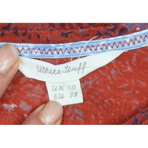 White Stuff Women’s Red Floral Tunic Blouse UK 10 Long Sleeve