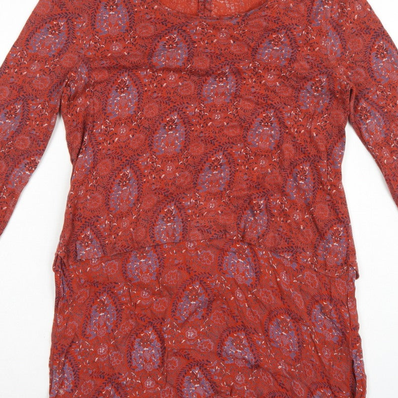 White Stuff Women’s Red Floral Tunic Blouse UK 10 Long Sleeve