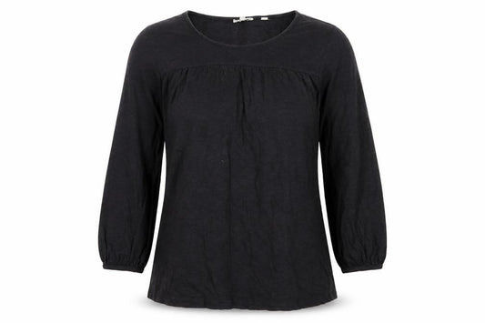 Fat Face Women Black UK 8 Tunic Blouse Round Neck Balloon Sleeve
