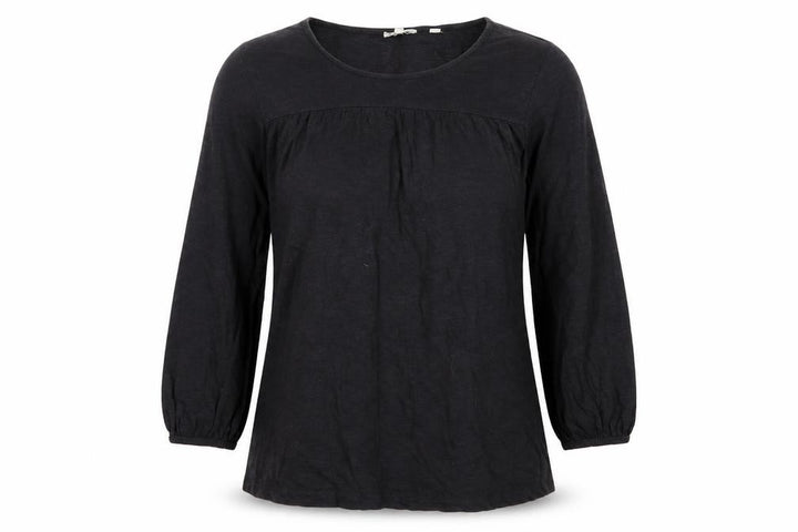 Fat Face Women Black UK 8 Tunic Blouse Round Neck Balloon Sleeve