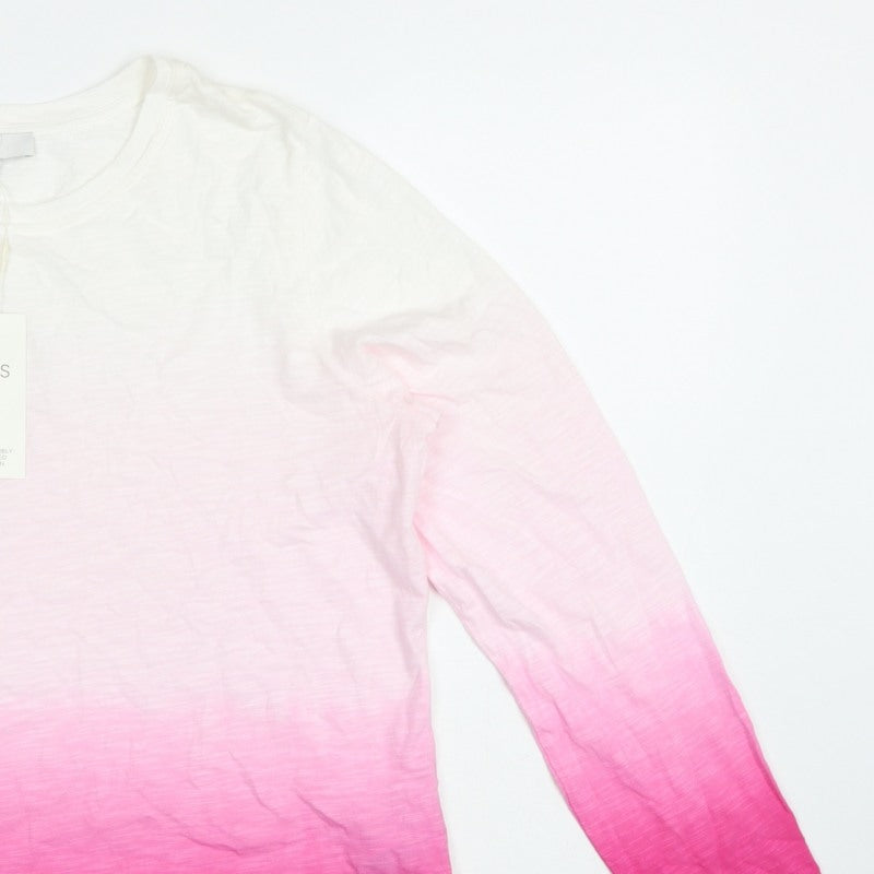 Marks and Spencer Women Pink Ombre Long Sleeve Basic T-Shirt Size 14