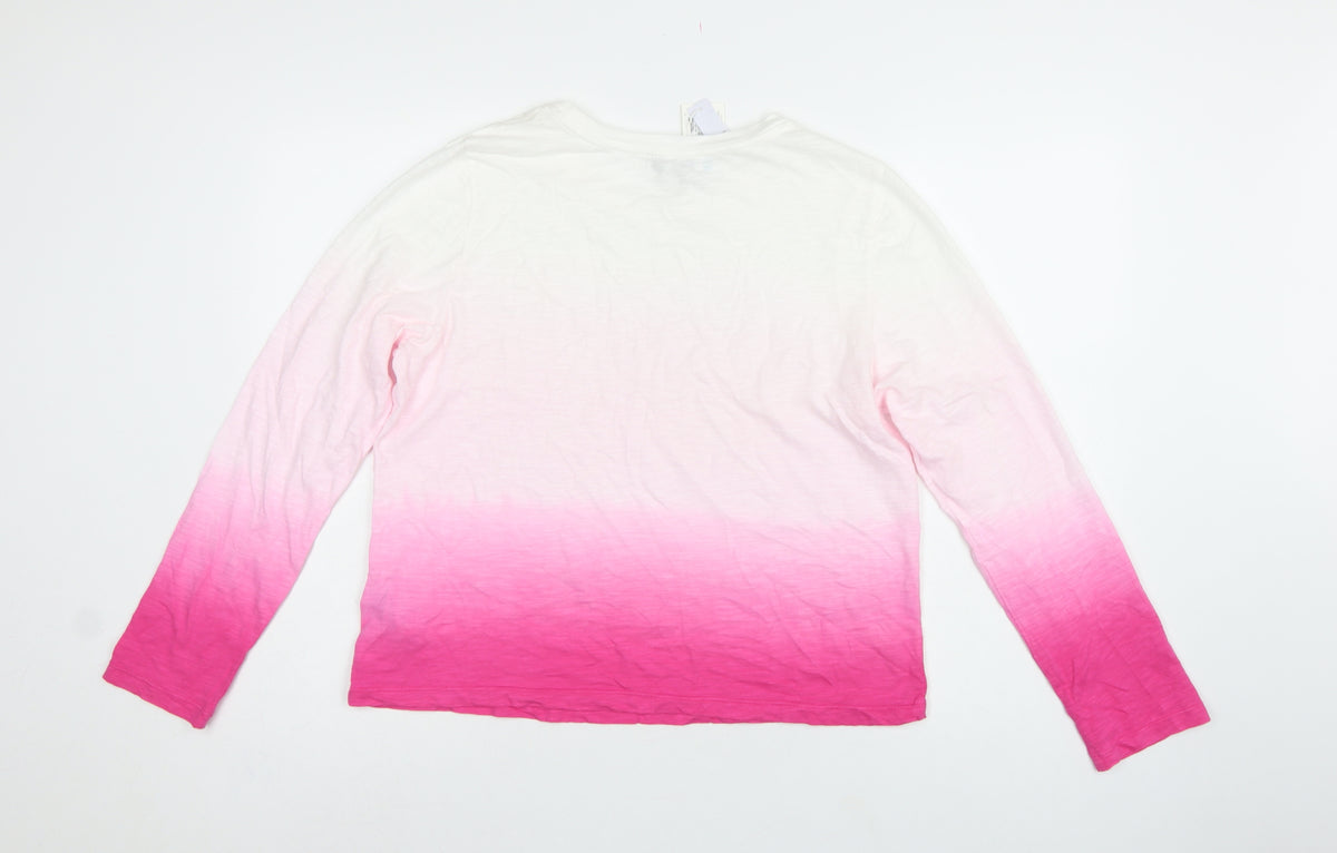 Marks and Spencer Women Pink Ombre Long Sleeve Basic T-Shirt Size 14