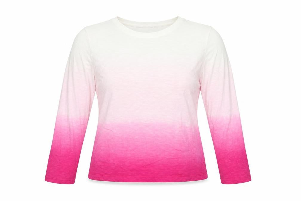 Marks and Spencer Women Pink Ombre Long Sleeve Basic T-Shirt Size 14