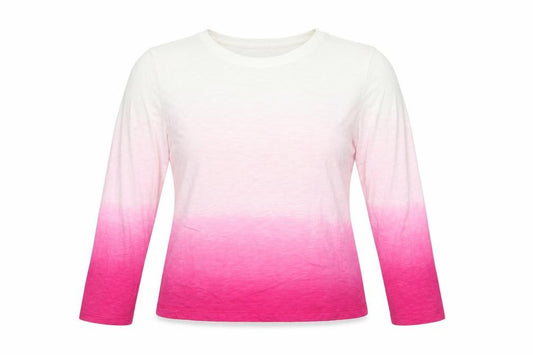 Marks and Spencer Women Pink Ombre Long Sleeve Basic T-Shirt Size 14