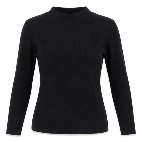 Mint Velvet Women Black S Ribbed Mock Neck Long Sleeve Jersey Top