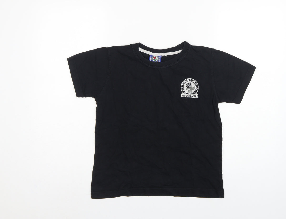 Back view of Blackburn Rovers Teens Black, size 12, Embroidered Crew Neck T-Shirt