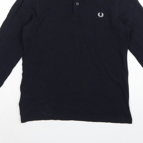 Fred Perry Teens Black L Long Sleeve Cotton Logo Polo Shirt