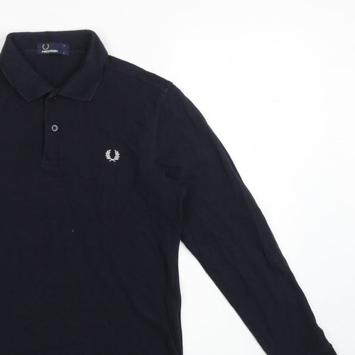 Fred Perry Teens Black L Long Sleeve Cotton Logo Polo Shirt