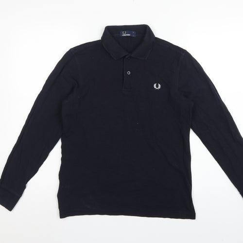 Fred Perry Teens Black L Long Sleeve Cotton Logo Polo Shirt