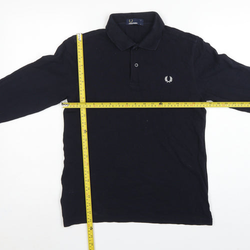 Fred Perry Teens Black L Long Sleeve Cotton Logo Polo Shirt