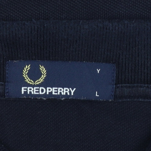 Fred Perry Teens Black L Long Sleeve Cotton Logo Polo Shirt