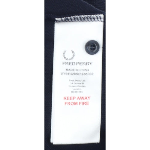 Fred Perry Teens Black L Long Sleeve Cotton Logo Polo Shirt