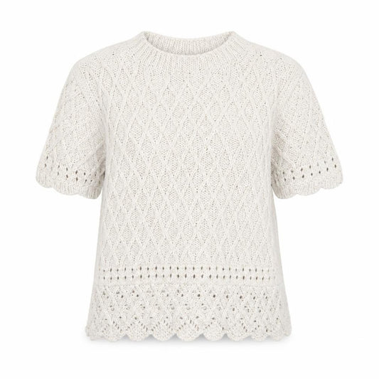 Per Una Women Ivory UK 14 Cable Knit Short Sleeve Crew Neck Top