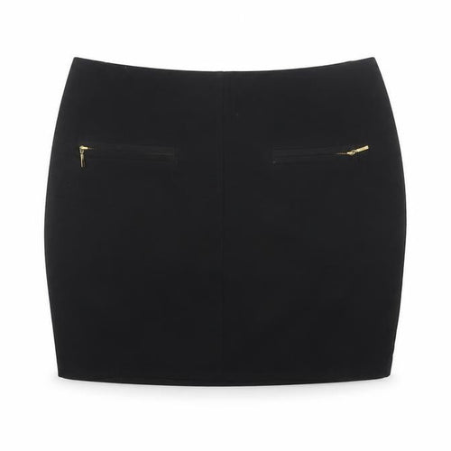 M&S Limited Collection Women Black UK 12 Pencil Knee Skirt Gold Zip