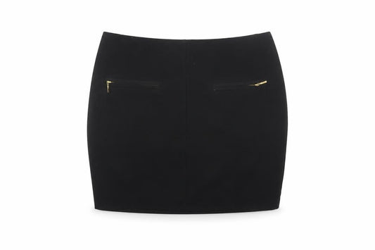 M&S Limited Collection Women Black UK 12 Pencil Knee Skirt Gold Zip