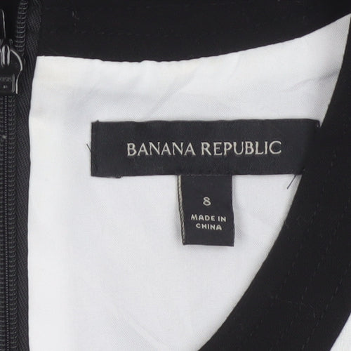 Banana Republic Women Black White UK 8 Sleeveless Sheath Dress