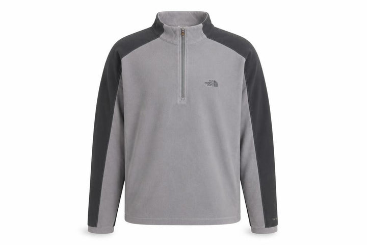 The North Face Men Grey Black L 1/4 Zip TKA 100 Fleece Sweatshirt