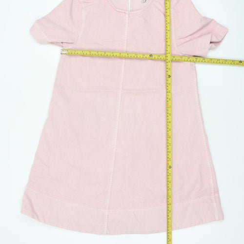 Marks and Spencer Women Pink UK 8 Shift Dress Cotton Flutter Sleeve
