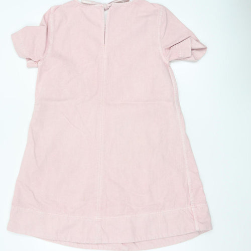 Marks and Spencer Women Pink UK 8 Shift Dress Cotton Flutter Sleeve