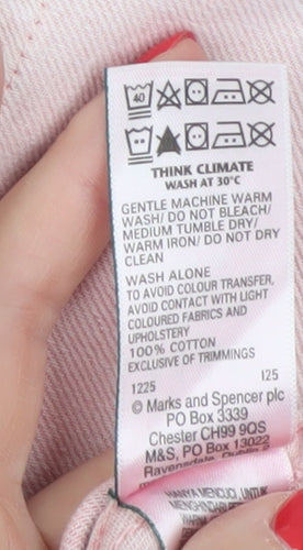 Marks and Spencer Women Pink UK 8 Shift Dress Cotton Flutter Sleeve