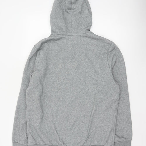Puma Men's Grey L Pullover Hoodie Logo Graphic Print Kangaroo Pocket