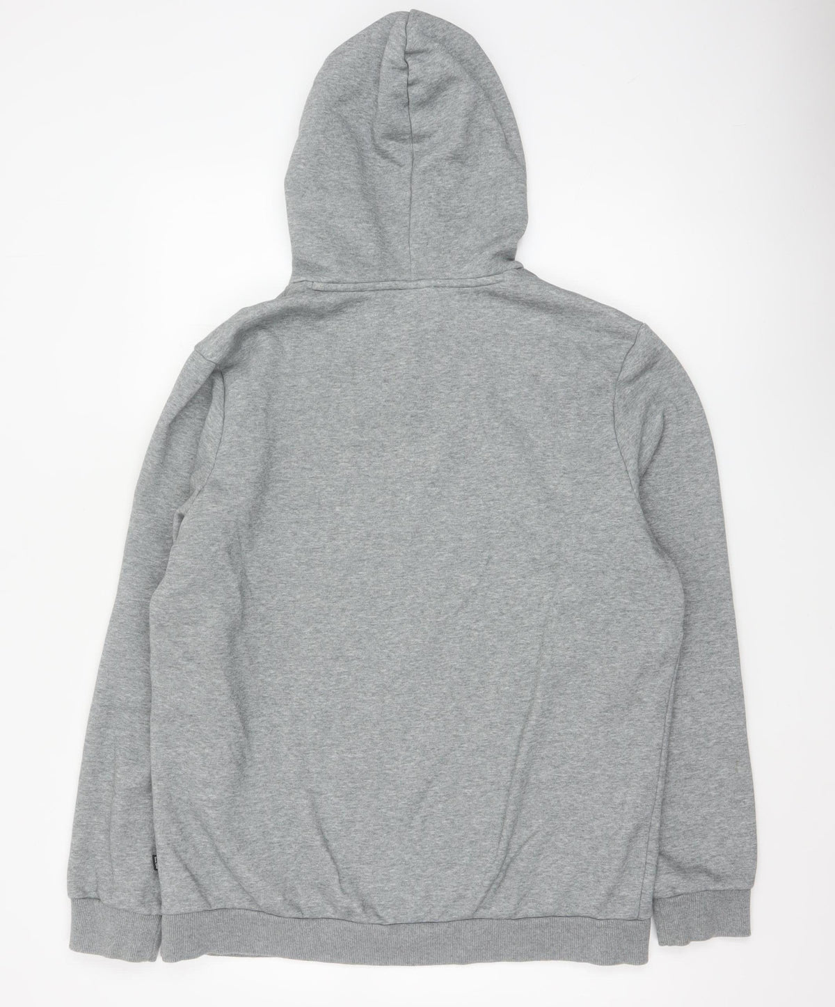 Puma Men's Grey L Pullover Hoodie Logo Graphic Print Kangaroo Pocket