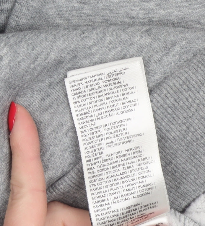 Puma Men's Grey L Pullover Hoodie Logo Graphic Print Kangaroo Pocket