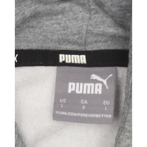 Puma Men's Grey L Pullover Hoodie Logo Graphic Print Kangaroo Pocket