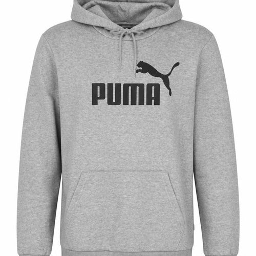 Puma Men's Grey L Pullover Hoodie Logo Graphic Print Kangaroo Pocket