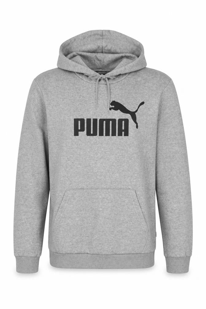 Puma Men's Grey L Pullover Hoodie Logo Graphic Print Kangaroo Pocket