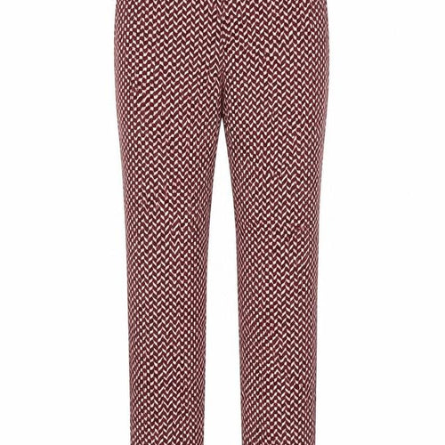 Mango Women Red Geometric Print Slim Straight Trousers UK 10