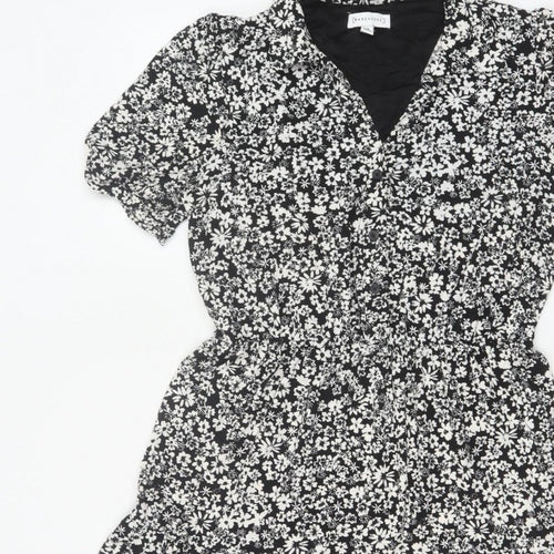 Warehouse Women Black White UK 12 Floral Fit & Flare Shirt Dress