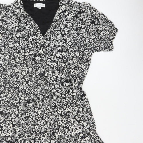 Warehouse Women Black White UK 12 Floral Fit & Flare Shirt Dress